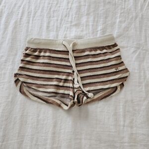 Out From Under Striped Brown and Cream Knit Shorts